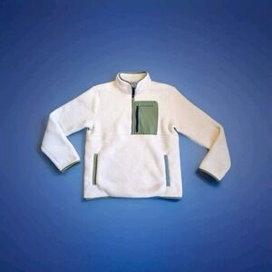 VINEYARD VINES Jacket Mens Small White‎ 1/4 Zip Pullover Sherpa Super Shep